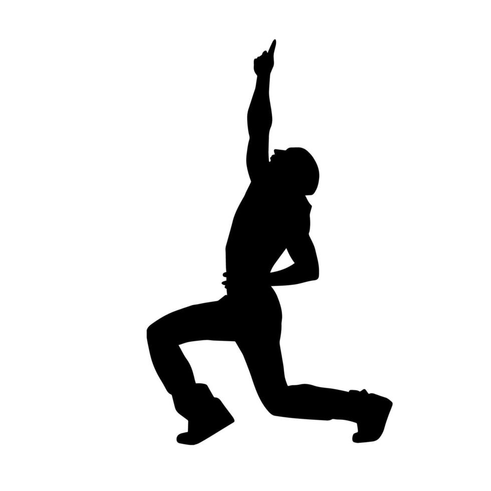 silhouette de une svelte Masculin dans Danse pose. silhouette de une homme dansant. vecteur