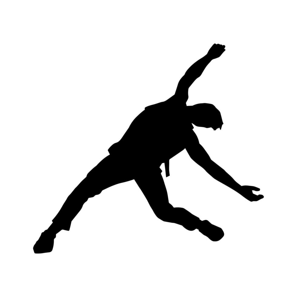 silhouette de une Masculin Danseur dans action pose. silhouette de une svelte homme dans dansant pose. vecteur