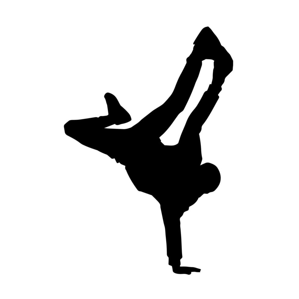 silhouette de une svelte Masculin dans Danse pose. silhouette de une homme dansant. vecteur