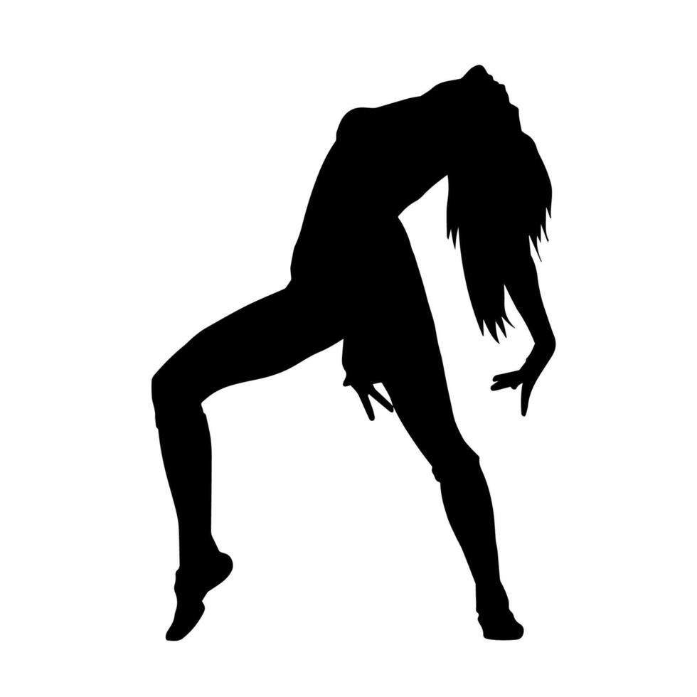 silhouette de une svelte femelle dans Danse pose. silhouette de une femme dansant. vecteur