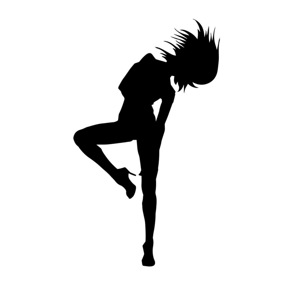 silhouette de une svelte femelle dans Danse pose. silhouette de une femme dansant. vecteur