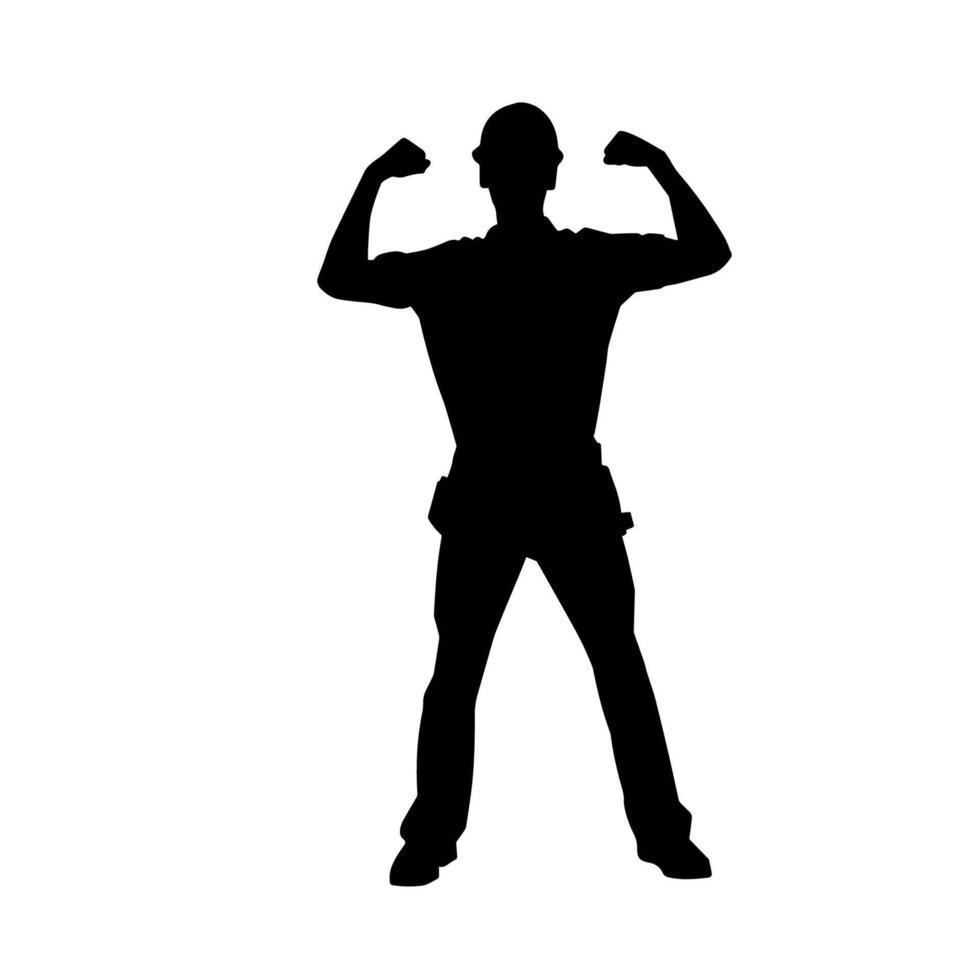 silhouette de homme dans construction ouvrier costume. silhouette de construction ouvrier Masculin dans pose. vecteur