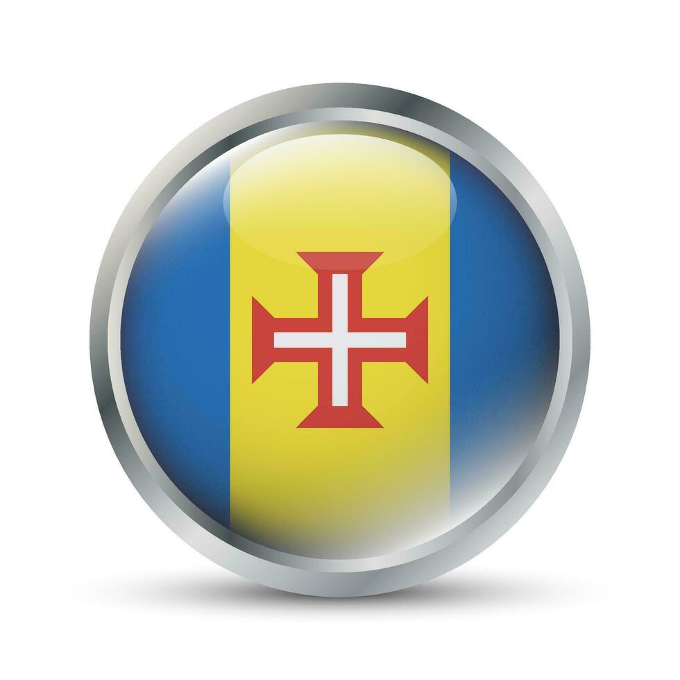 Madère drapeau 3d badge illustration vecteur