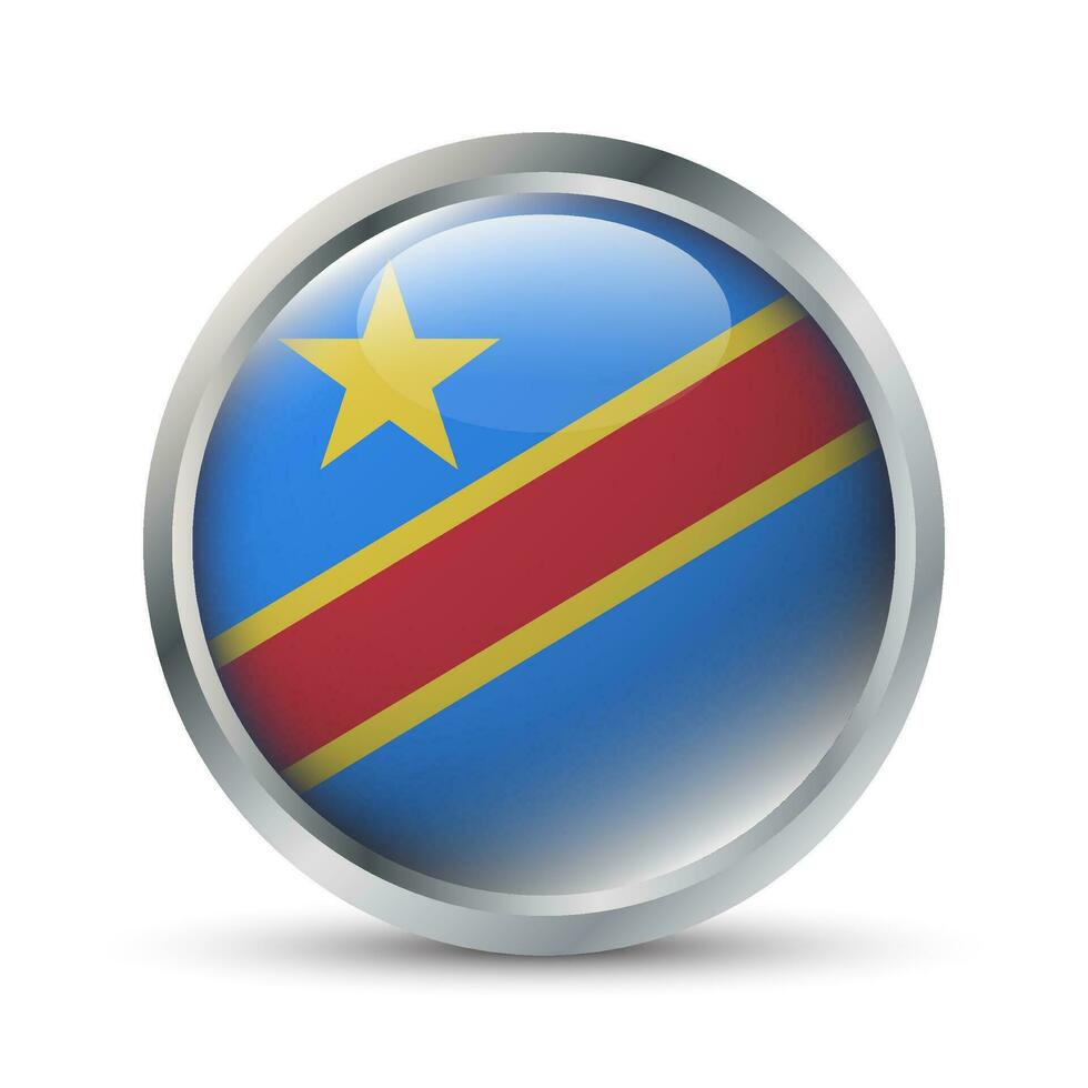 démocratique république de le Congo drapeau 3d badge illustration vecteur