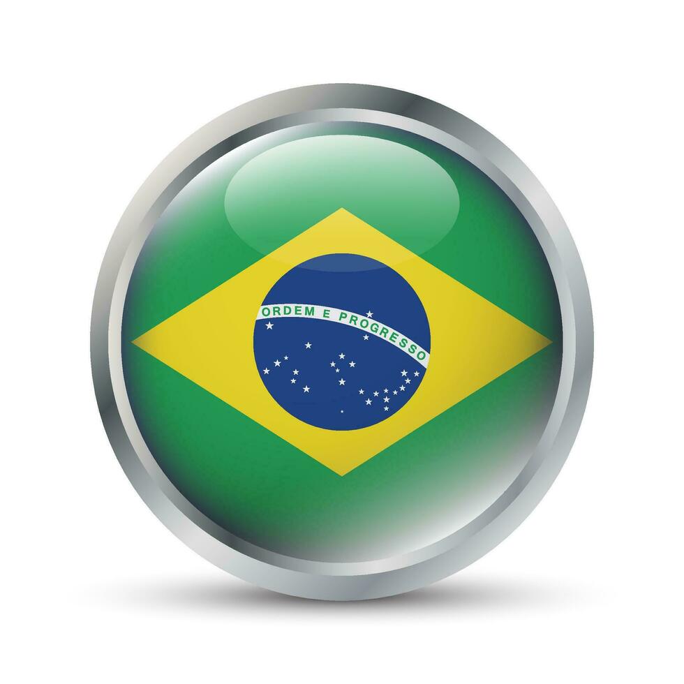 Brésil drapeau 3d badge illustration vecteur