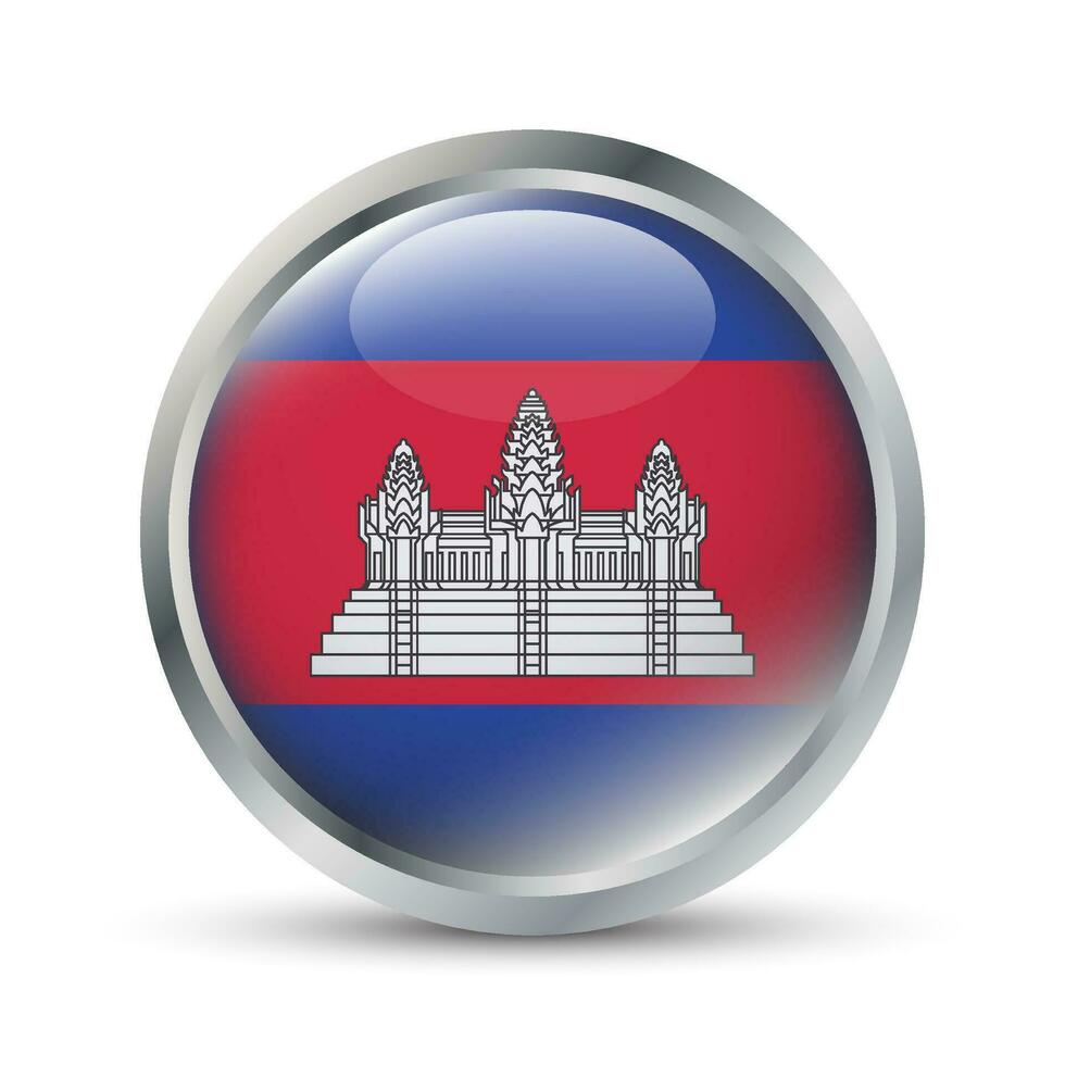 Cambodge drapeau 3d badge illustration vecteur