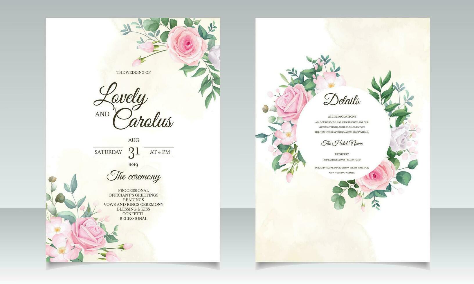 magnifique floral Cadre mariage invitation carte modèle vecteur