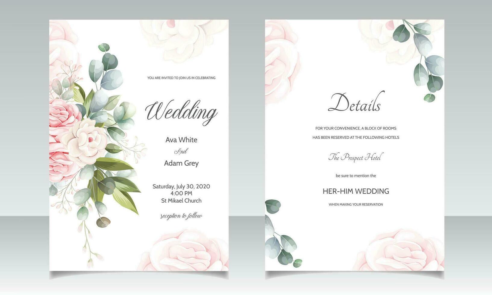 main tiré floral mariage invitation carte vecteur