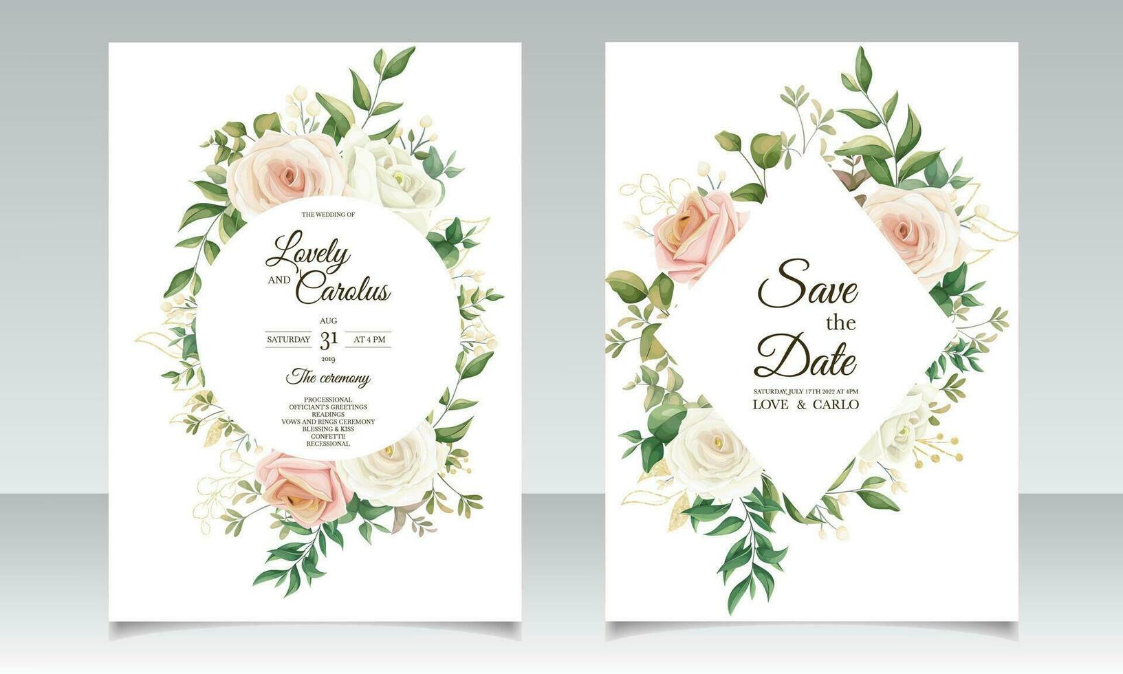 magnifique floral Cadre mariage invitation carte modèle vecteur