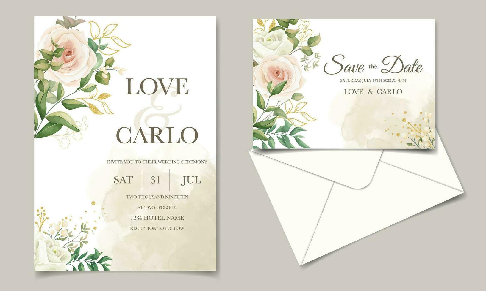 magnifique floral Cadre mariage invitation carte modèle vecteur