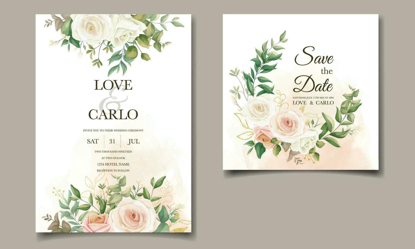 magnifique floral Cadre mariage invitation carte modèle vecteur