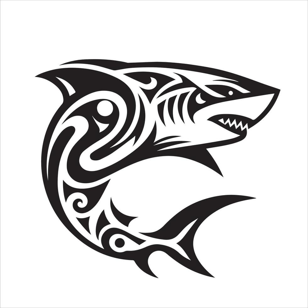 requin tribal logo icône conception illustration vecteur