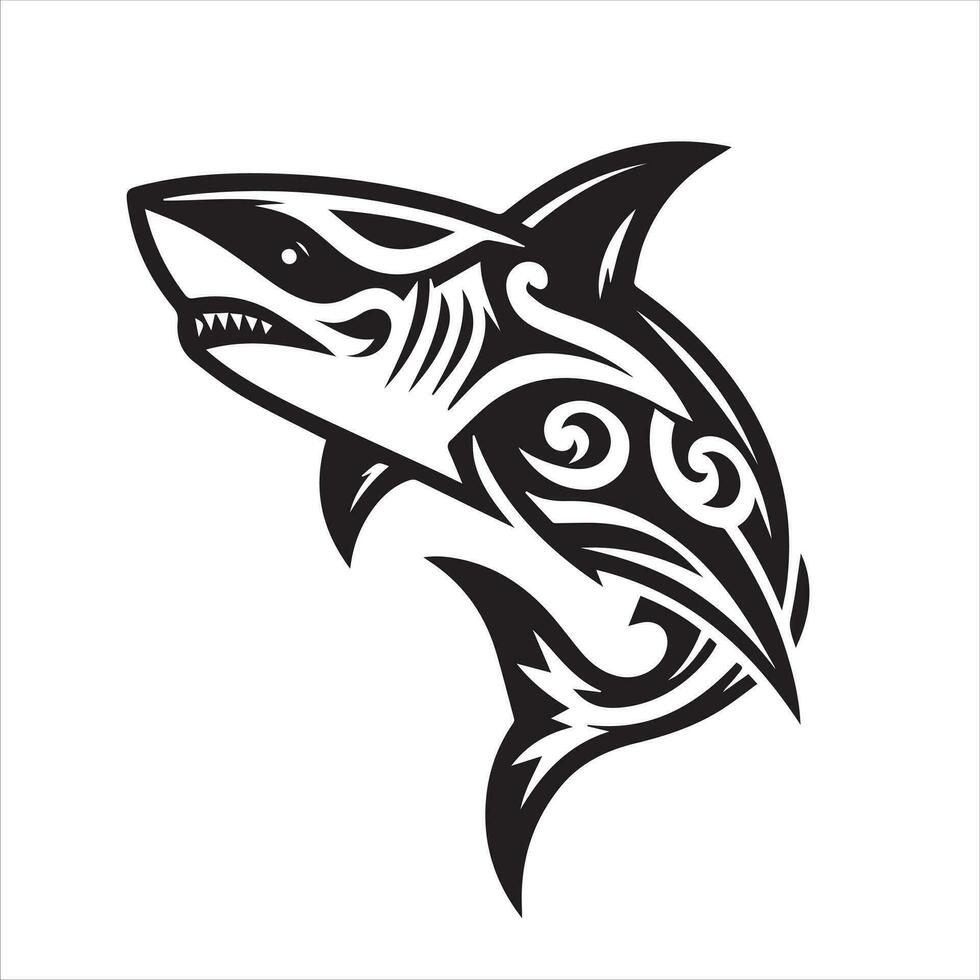 requin tribal logo icône conception illustration vecteur