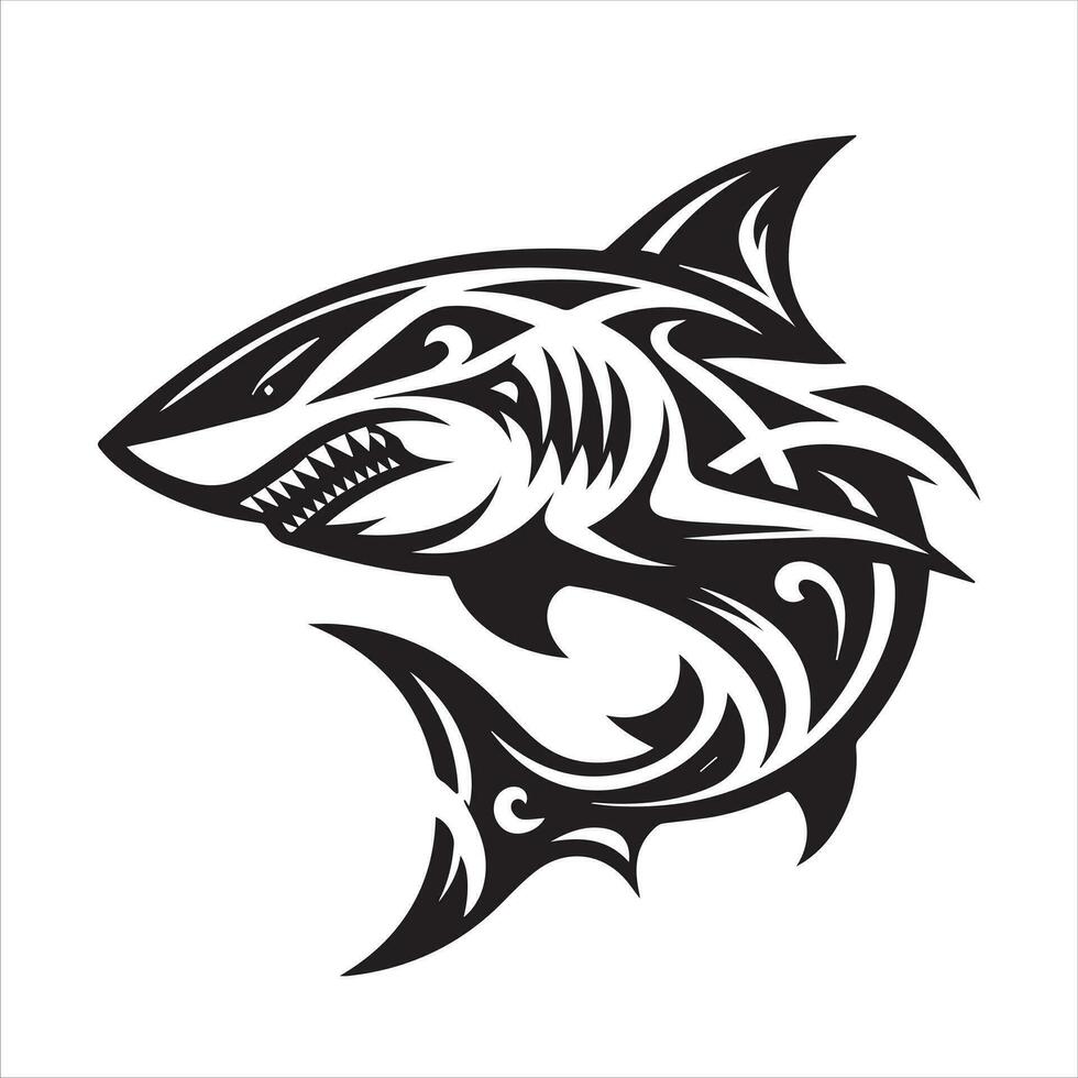 requin tribal logo icône conception illustration vecteur