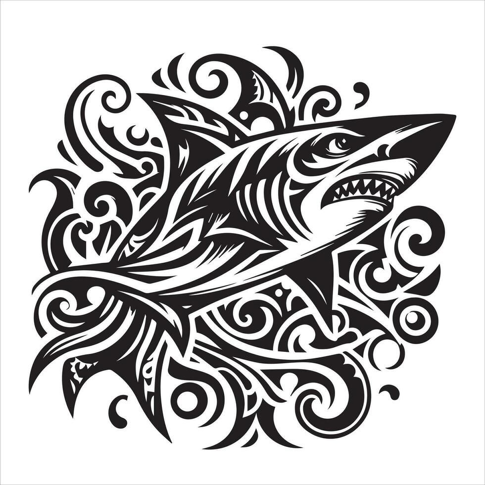 requin tribal logo icône conception illustration vecteur