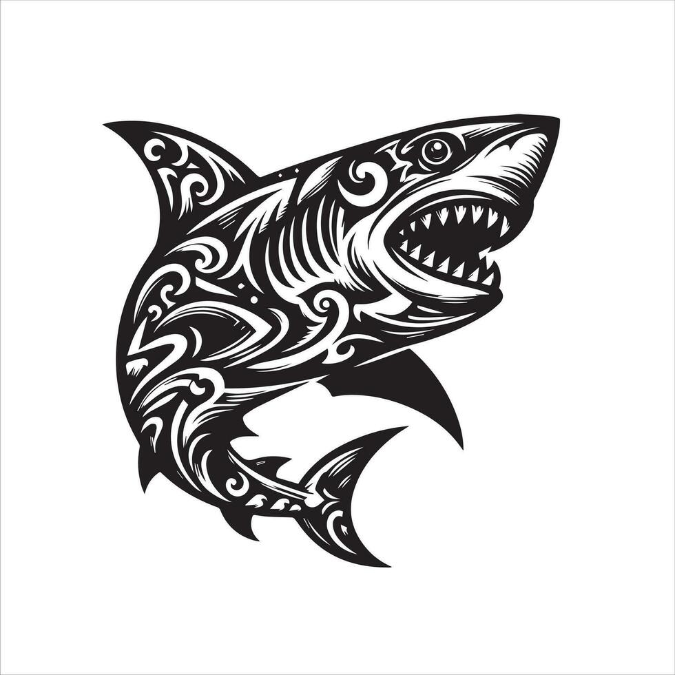 requin tribal logo icône conception illustration vecteur