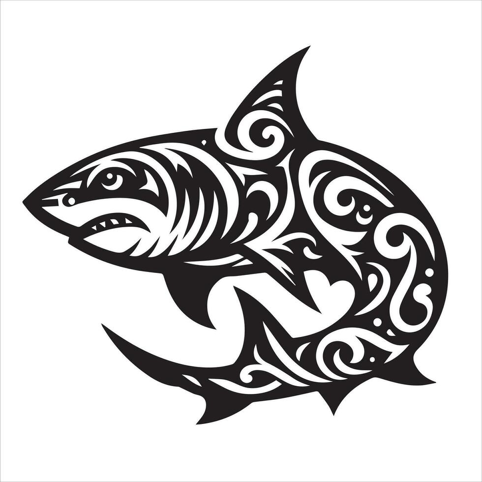 requin tribal logo icône conception illustration vecteur