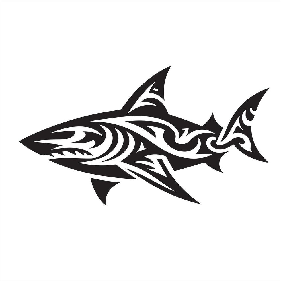 requin tribal logo icône conception illustration vecteur