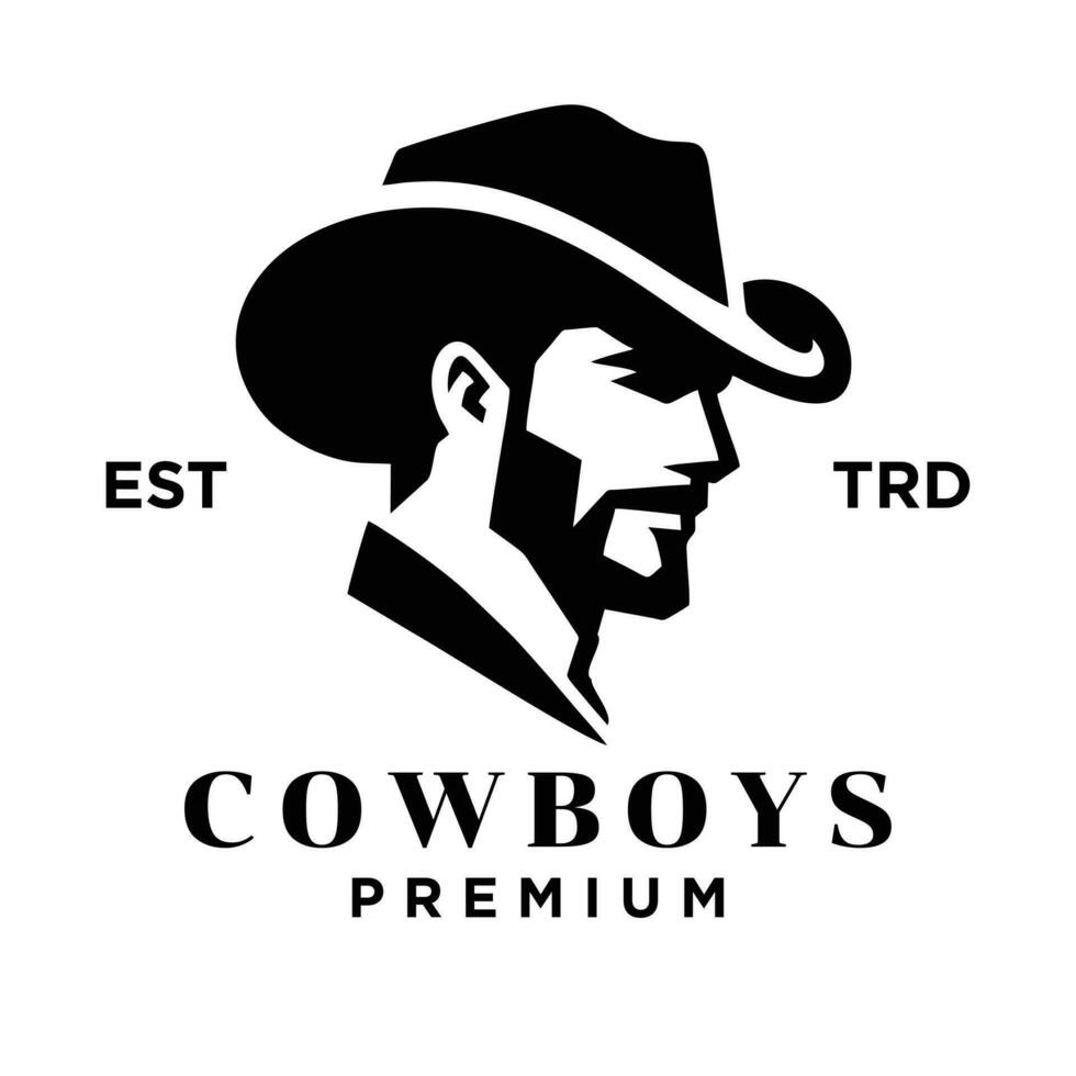 cow-boy tête côté visage logo icône conception vecteur