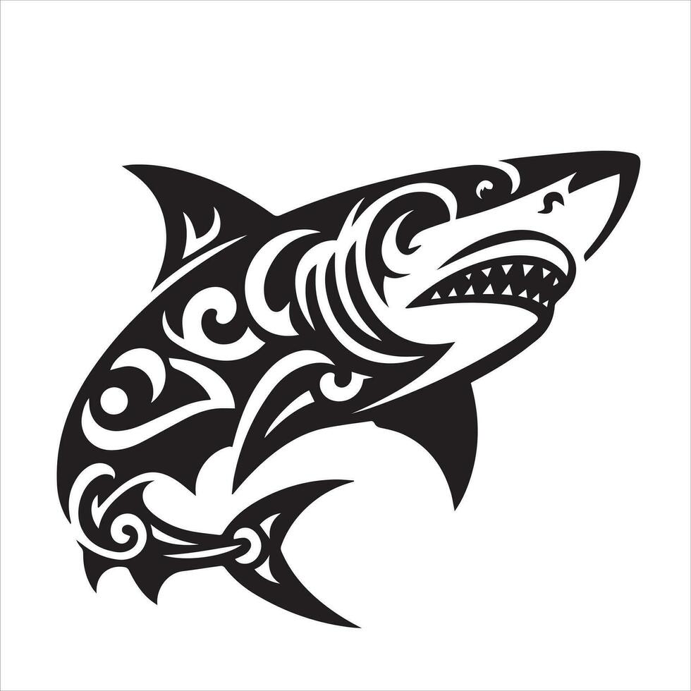 requin tribal logo icône conception illustration vecteur