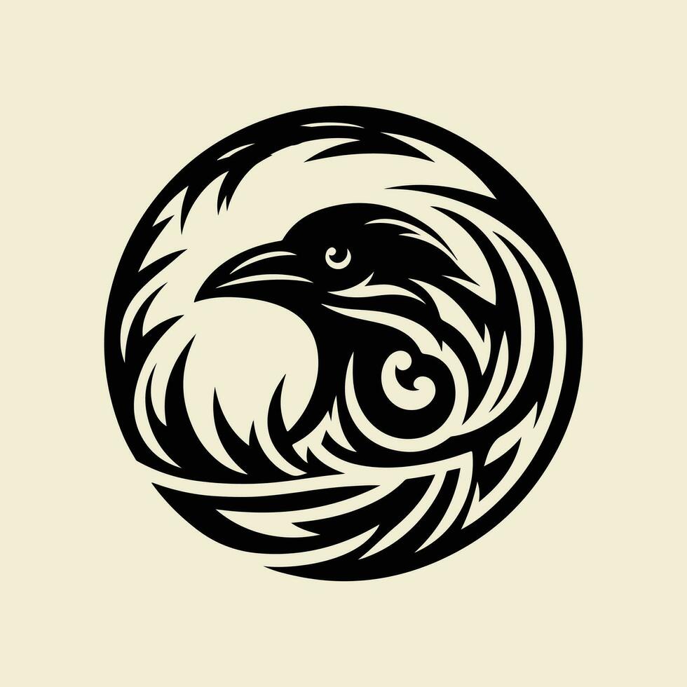 corbeau tribal tatouage logo icône conception vecteur