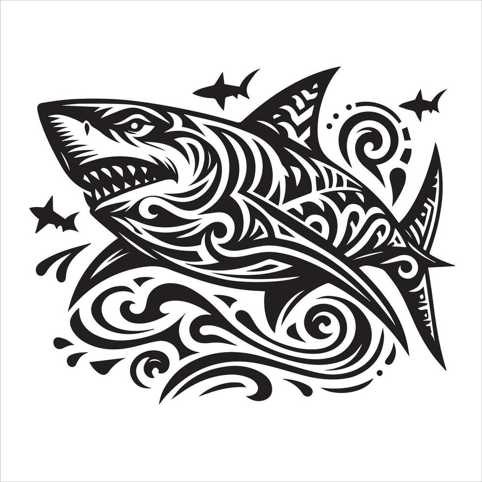 requin tribal logo icône conception illustration vecteur