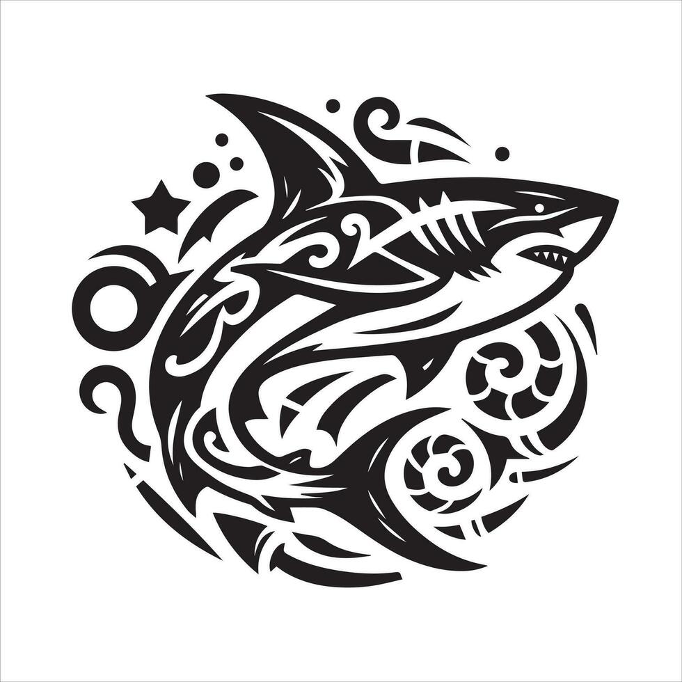 requin tribal logo icône conception illustration vecteur