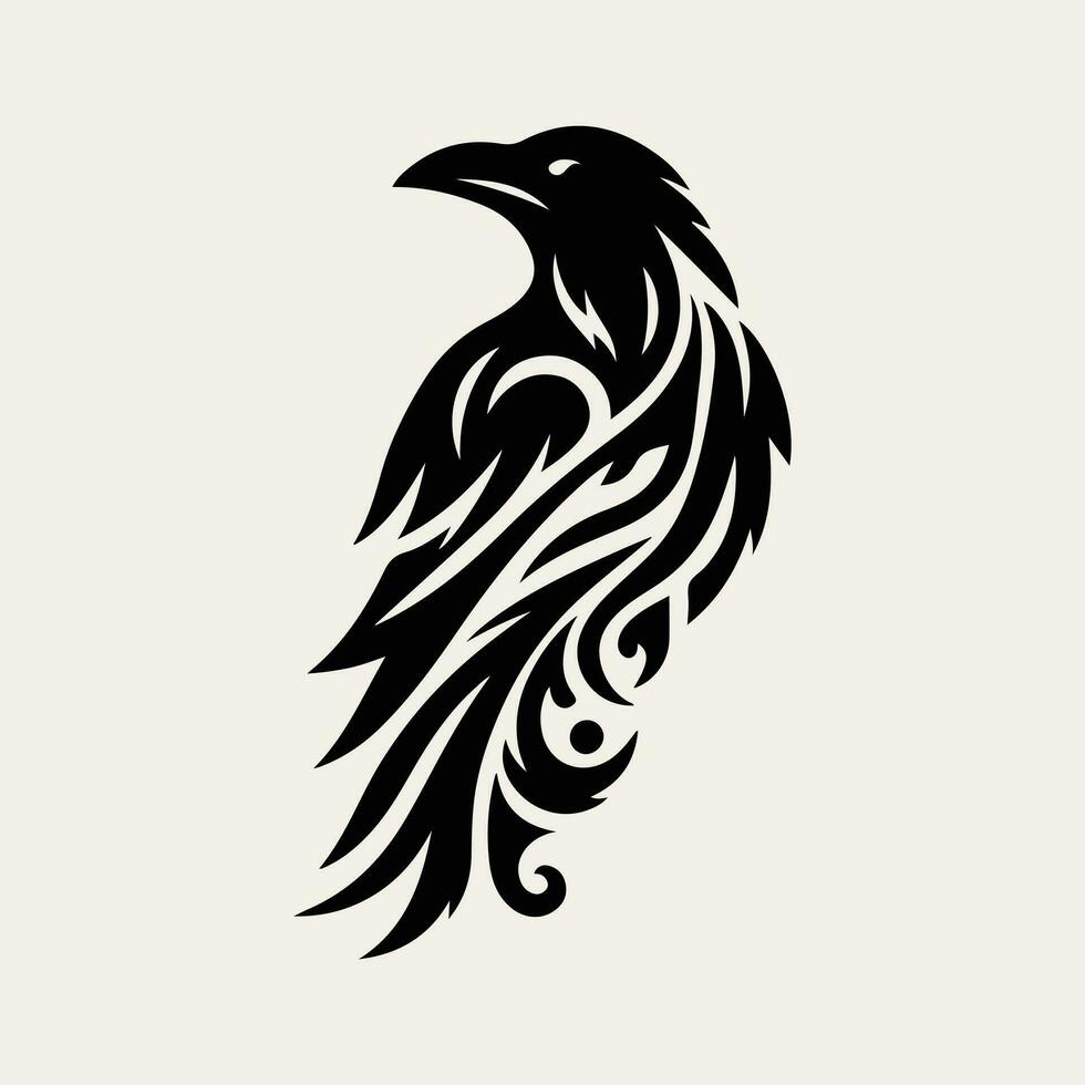 corbeau tribal tatouage logo icône conception vecteur