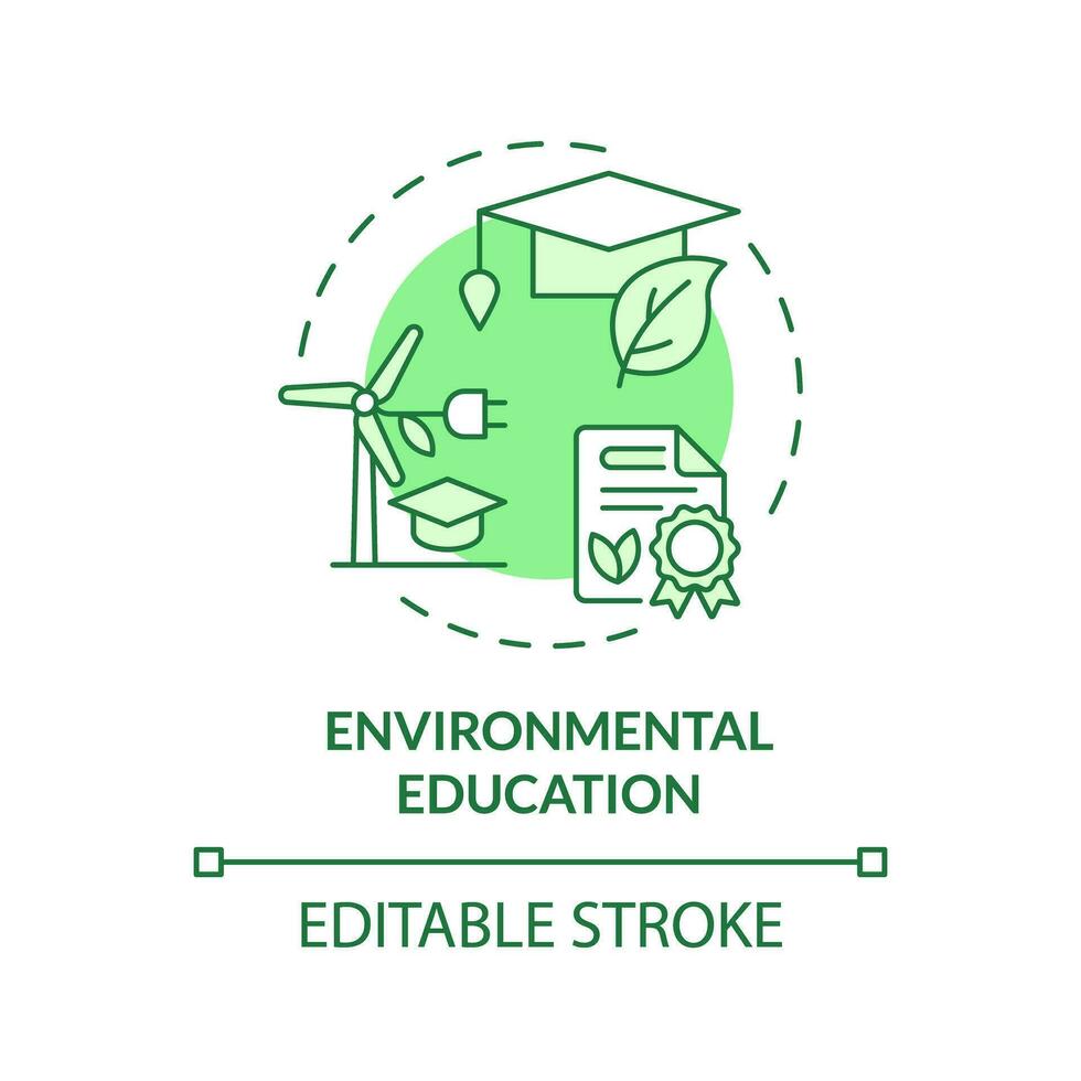 2d modifiable vert environnement éducation icône, monochromatique isolé vecteur, mince ligne illustration représentant environnement psychologie. vecteur