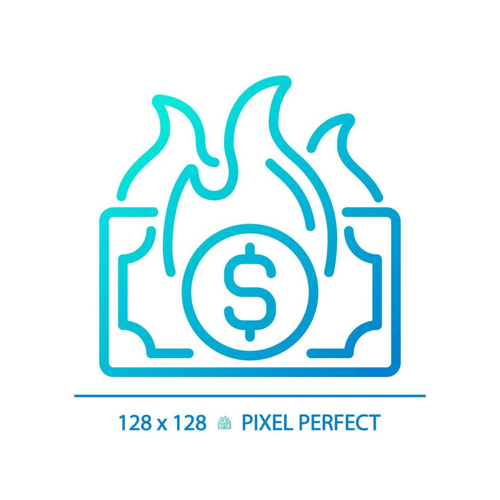 2d pixel parfait pente inflation icône, isolé vecteur, mince ligne bleu illustration représentant économique crise. vecteur