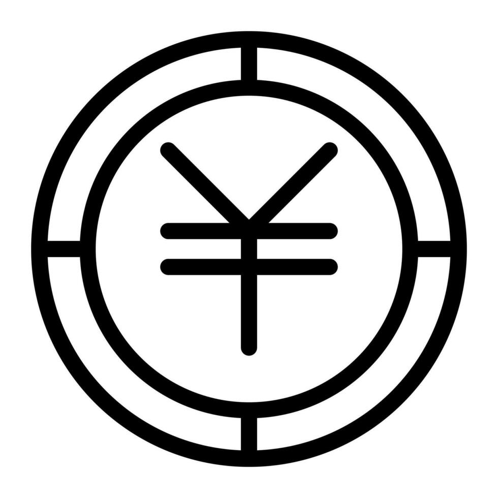 yuan pièce de monnaie icône. contour yen pièce de monnaie vecteur icône pour la toile conception isolé sur blanc Contexte