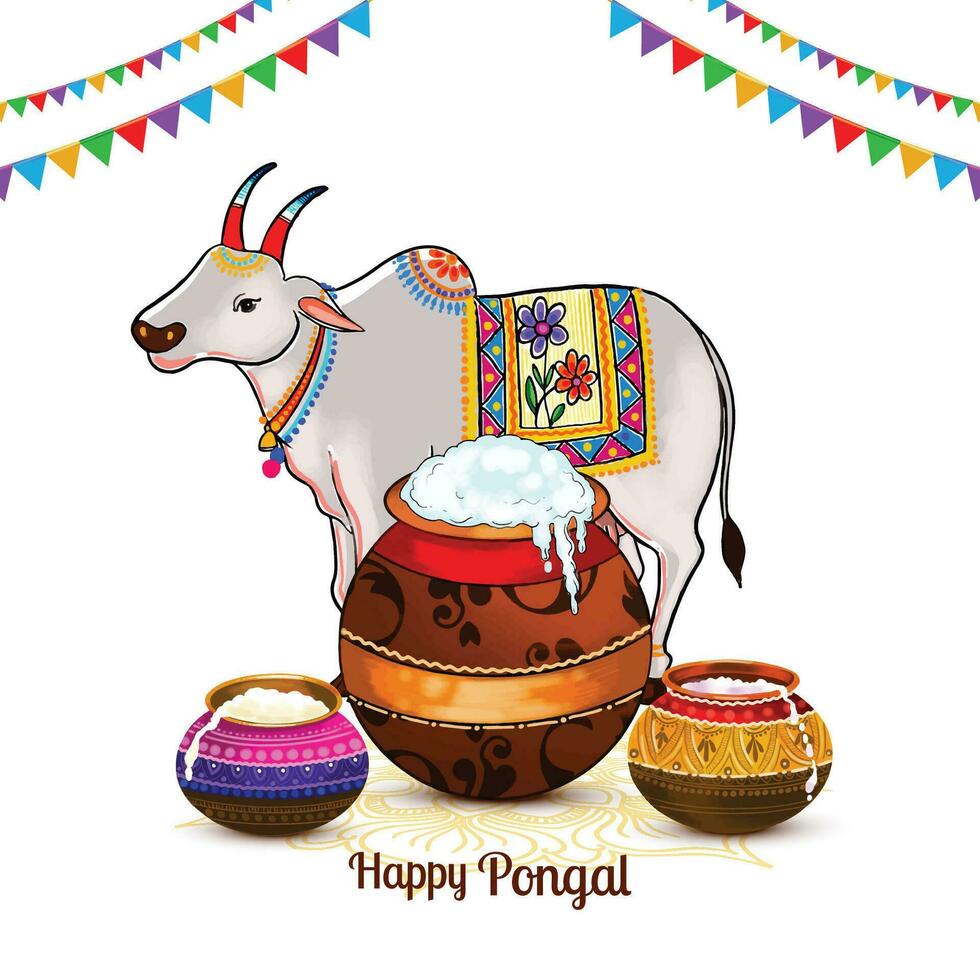 content pongal Festival fête carte Contexte vecteur