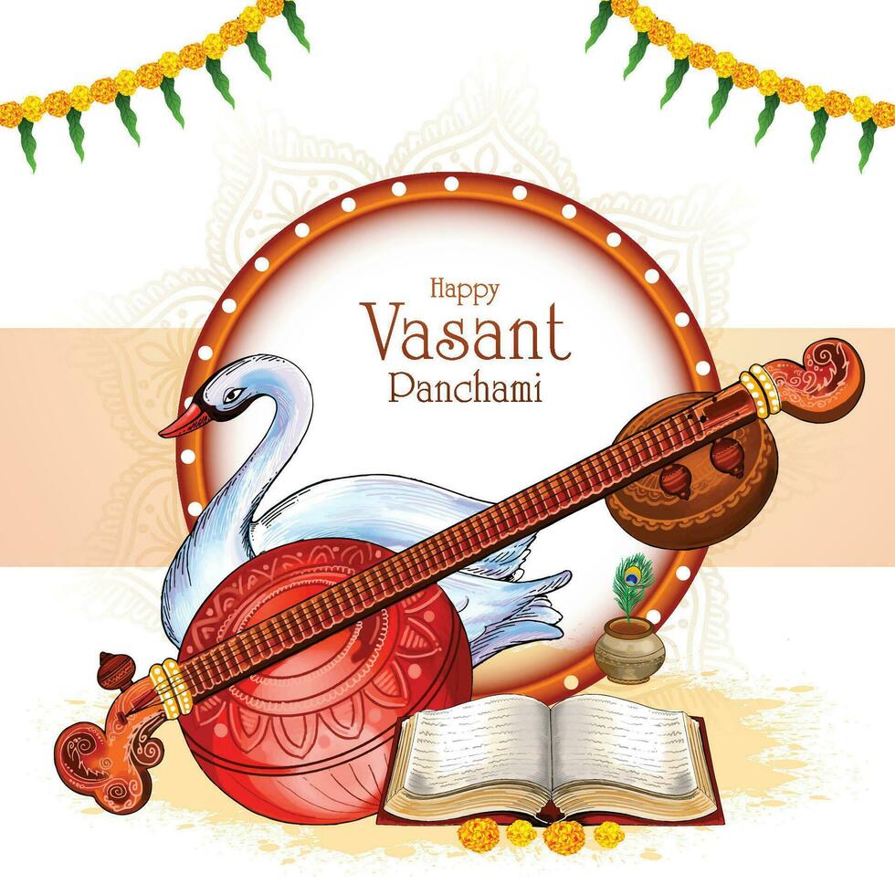 content Vasant panchami culturel Indien Festival carte Contexte vecteur