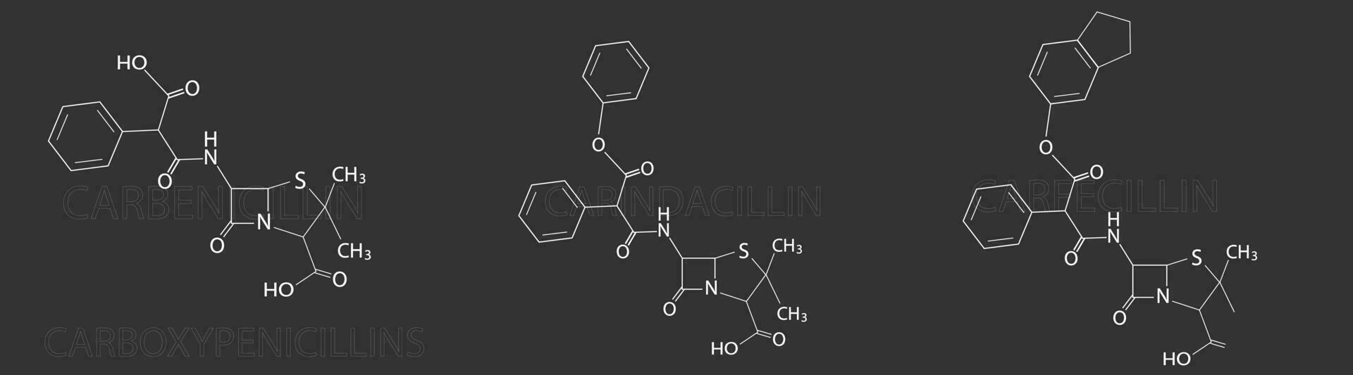 carboxypénicillines moléculaire squelettique chimique formule vecteur