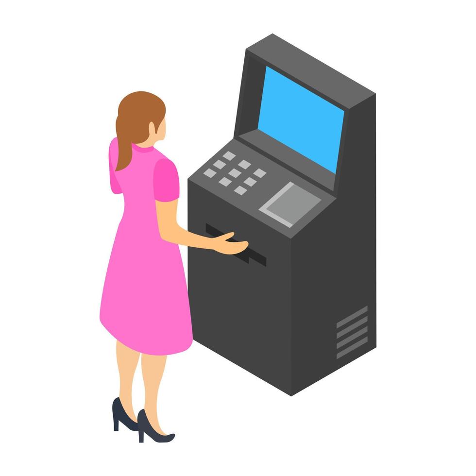 fonctionnement d'un distributeur automatique de billets vecteur