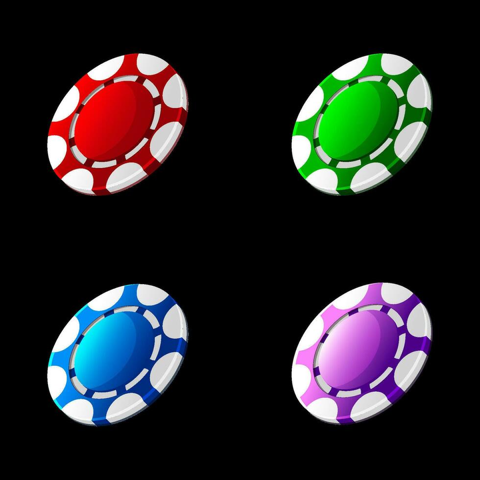 ensemble de coloré poker puces, ou jetons pour 2d jeu. Icônes pour casino, Jeu conception fentes. vecteur