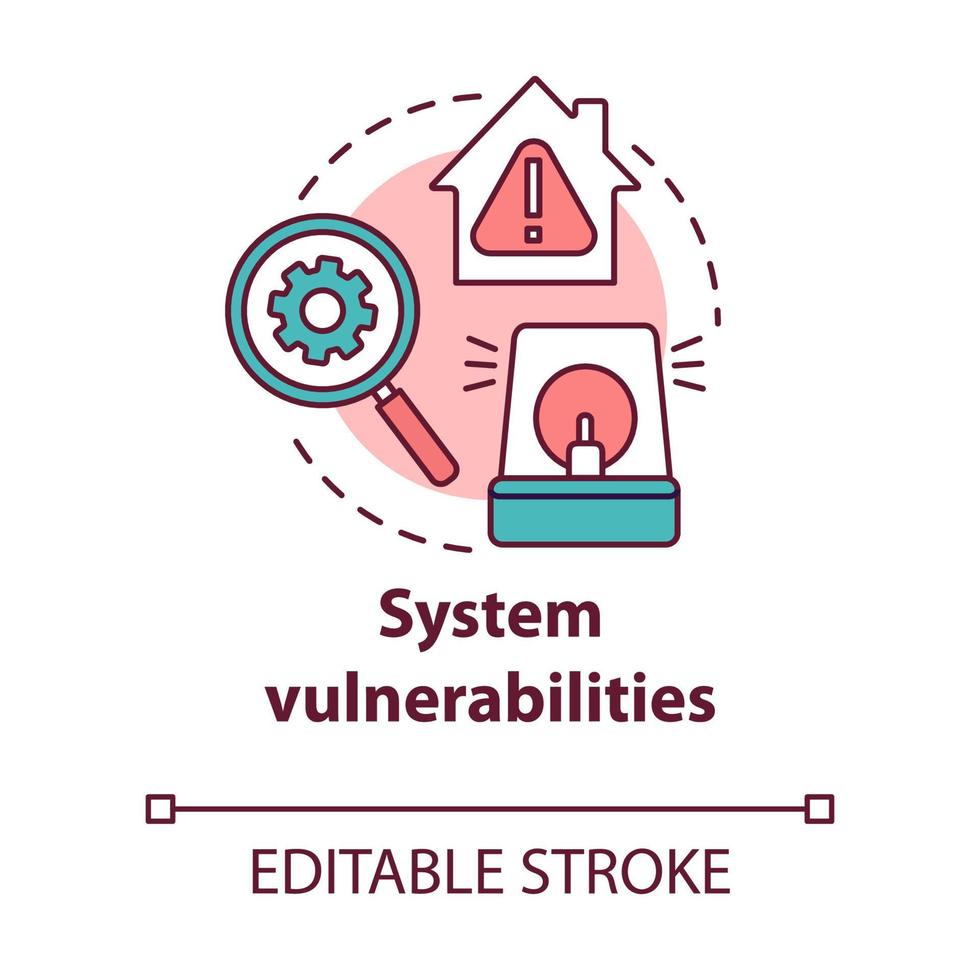 icône de concept de vulnérabilités système vecteur