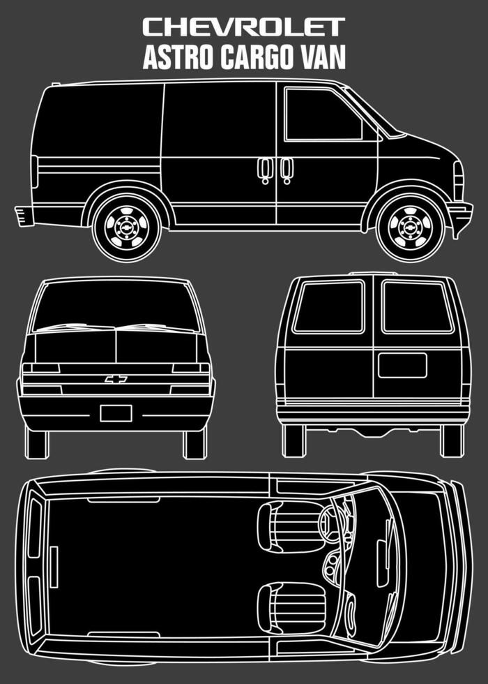 2003 Chevrolet astro cargaison van voiture plan vecteur