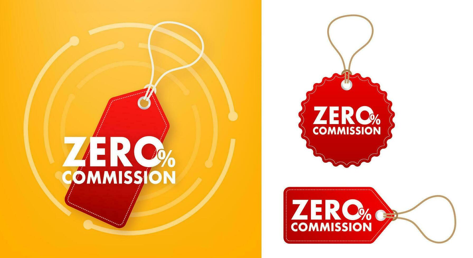 zéro pour cent commission Mots clés vecteur illustration pour financier et vente au détail promotions