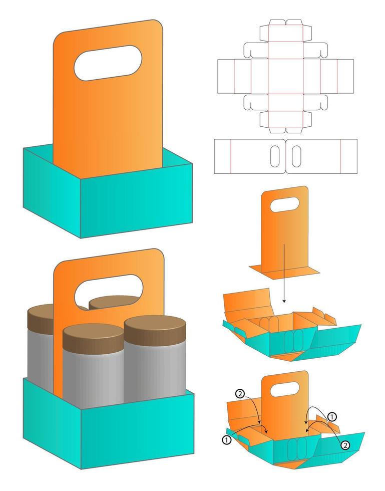 boîte d'emballage conception de modèle découpé. Maquette 3D vecteur