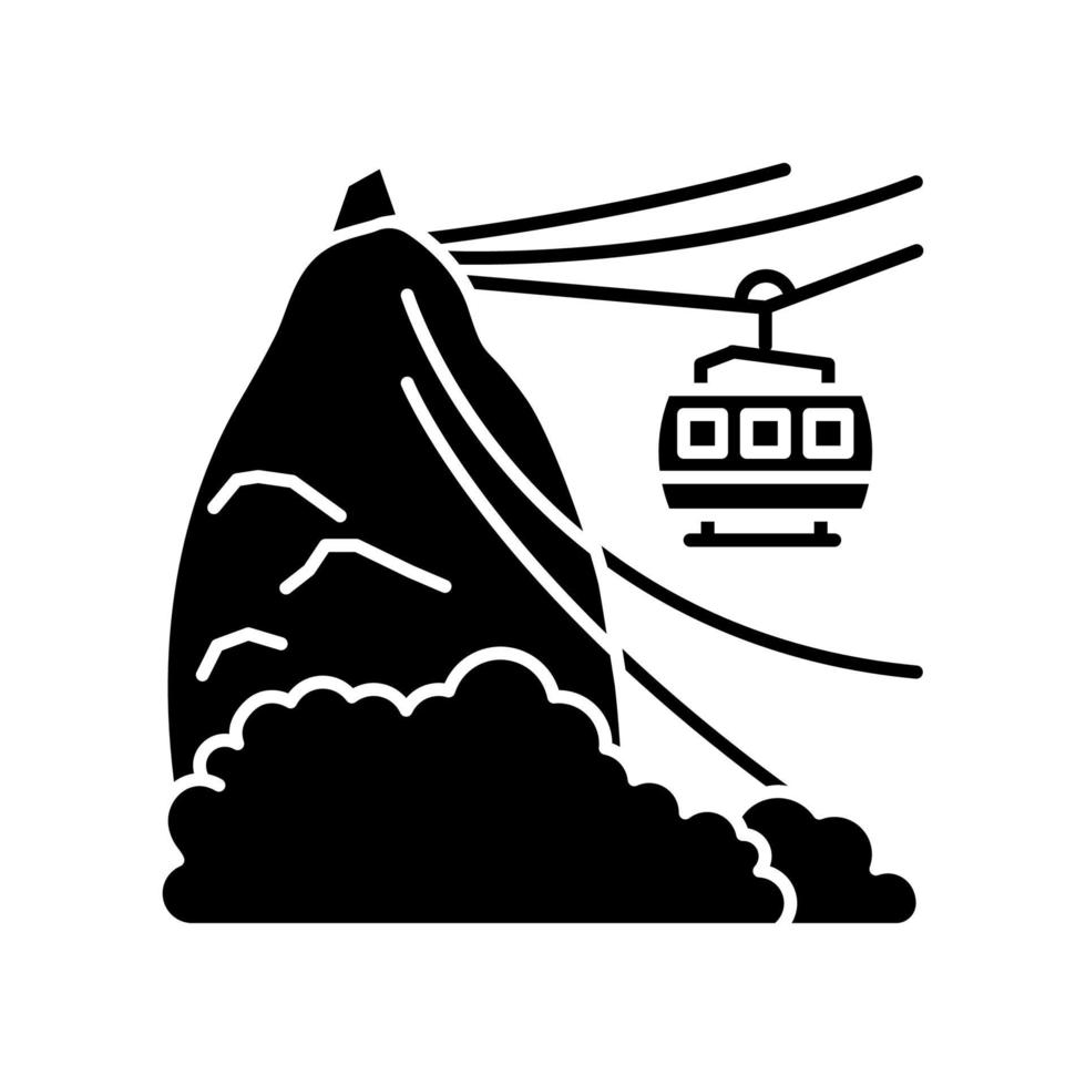 icône de glyphe noir de téléphérique vecteur