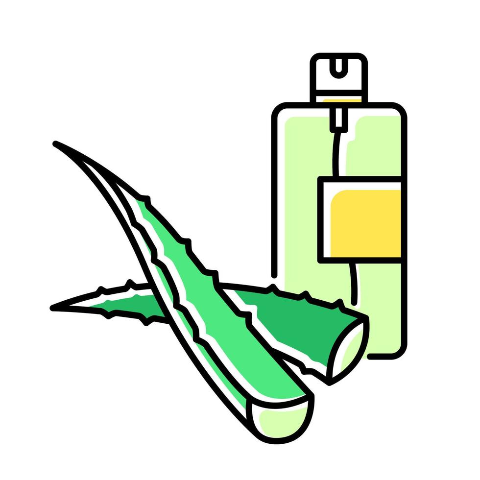 icône de couleur verte de pulvérisation d'urgence d'aloe vera vecteur