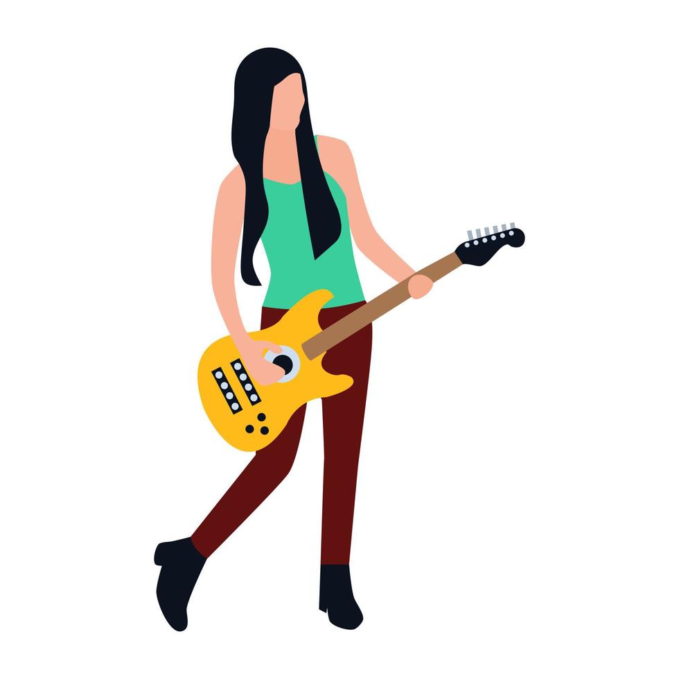 femme jouant de la guitare vecteur
