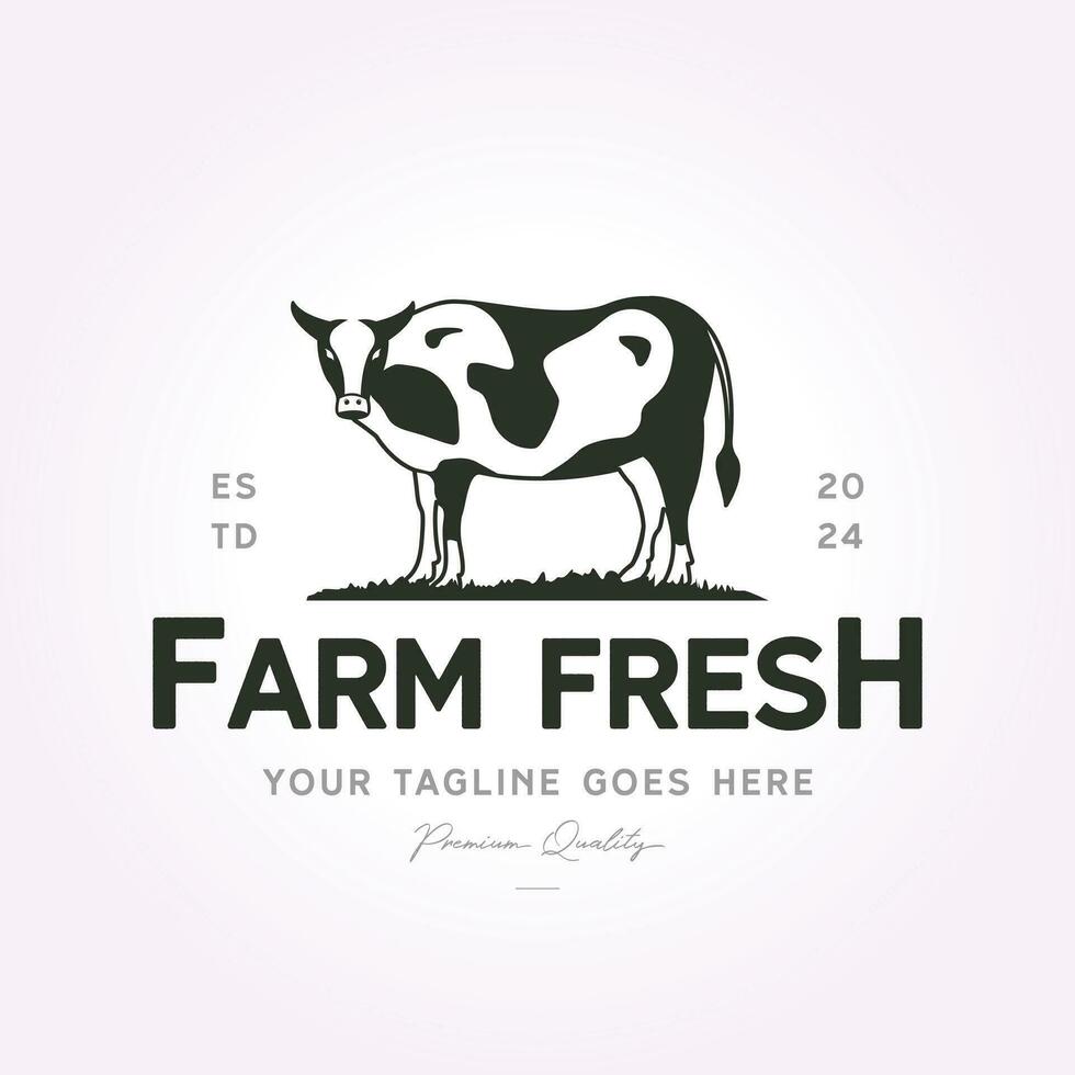 ancien laitier ferme logo, laitier produit logo, Lait vache logo vecteur illustration conception sur blanc Contexte