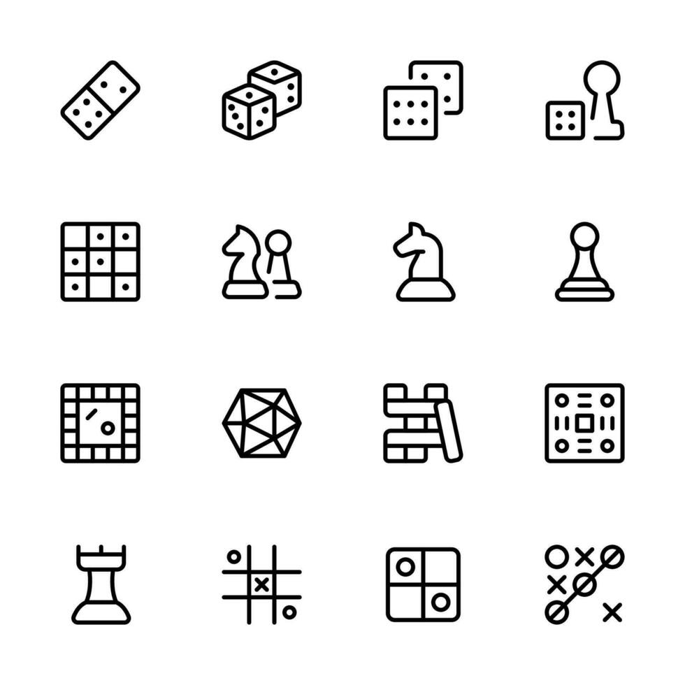 puzzle quiz Jeu icône, échecs, tic tac doigt de pied, ludo, Carrom, vecteur ensemble conception avec modifiable accident vasculaire cérébral. doubler, solide, plat doubler, mince style et adapté pour la toile page, mobile application, interface utilisateur, ux conception