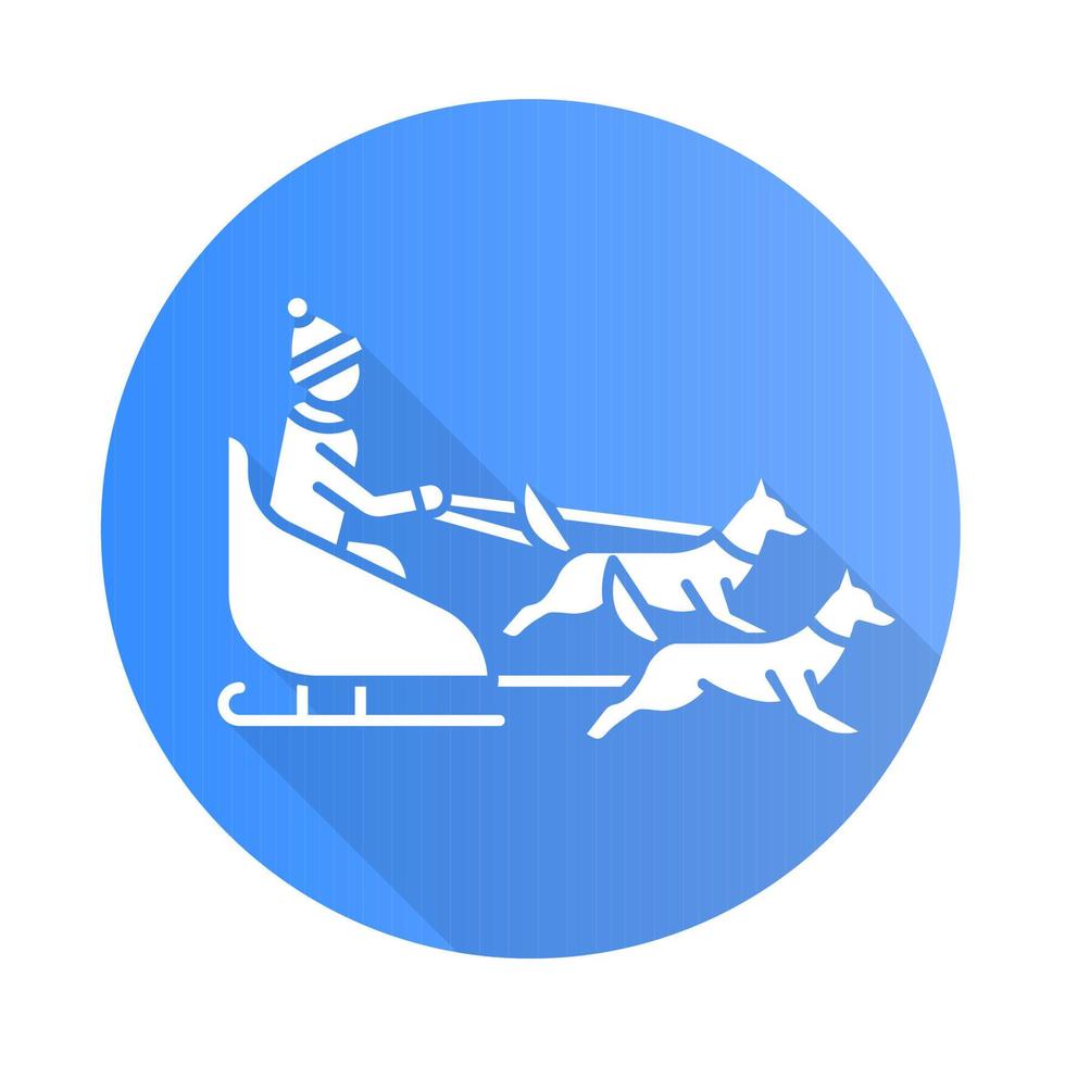 traîneau à chiens bleu design plat ombre portée glyphe icône vecteur
