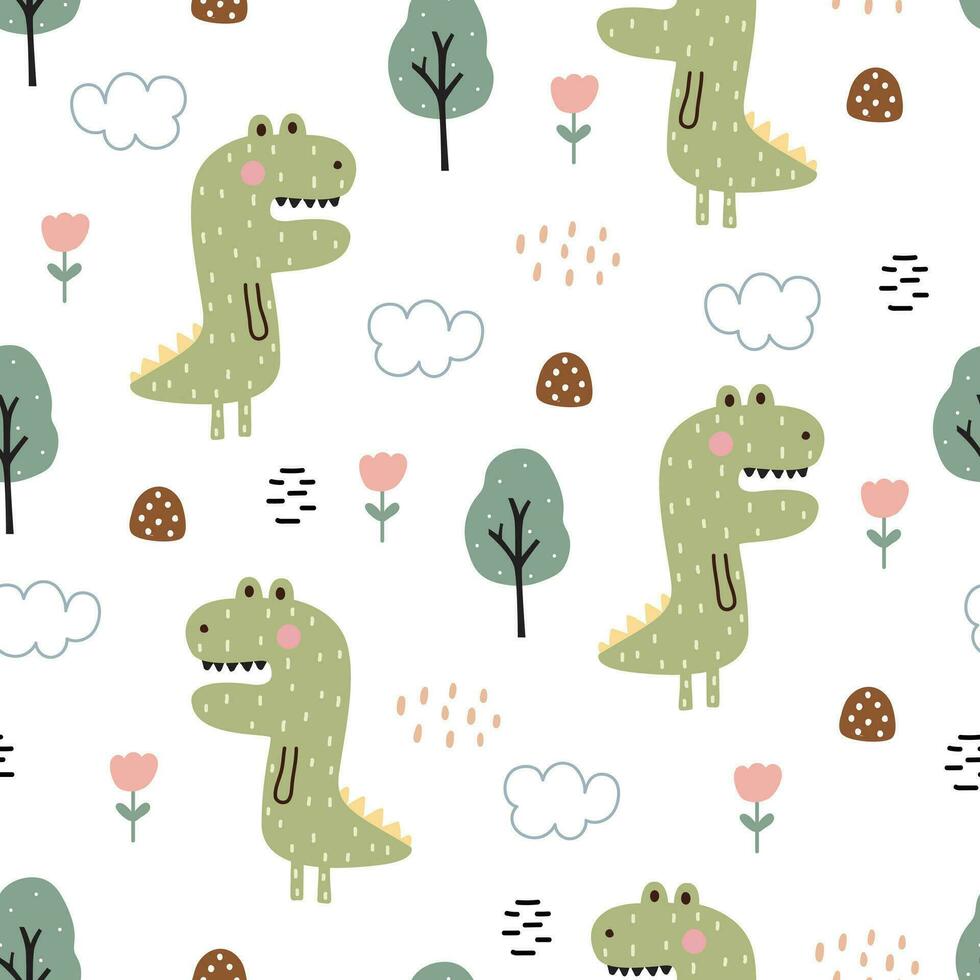 mignonne crocodile sans couture modèle main tiré dessin animé animal Contexte dans enfants style vecteur conception utilisé pour tissu, nouveau née vêtements, textile, et fond d'écran