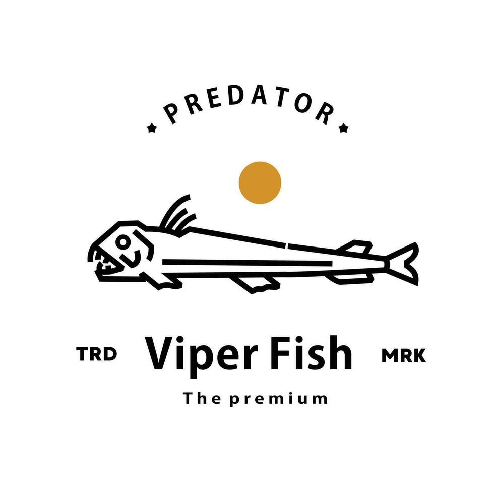 ancien rétro branché vipère poisson logo vecteur contour monoline art icône