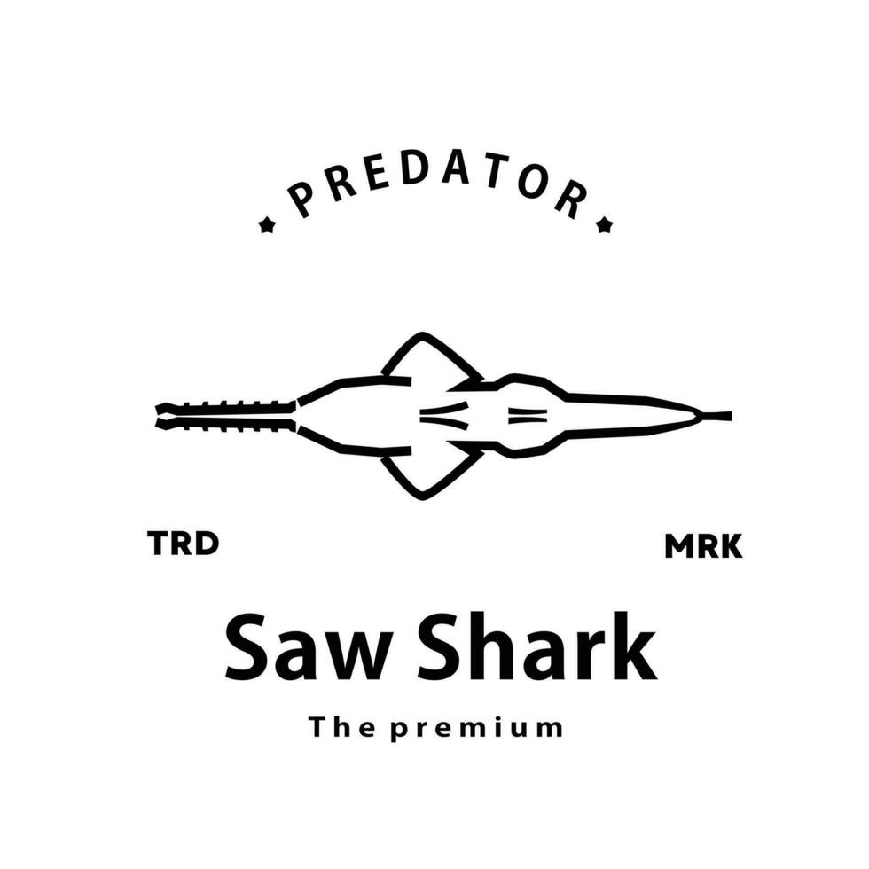ancien rétro branché vu requin logo vecteur contour monoline art icône