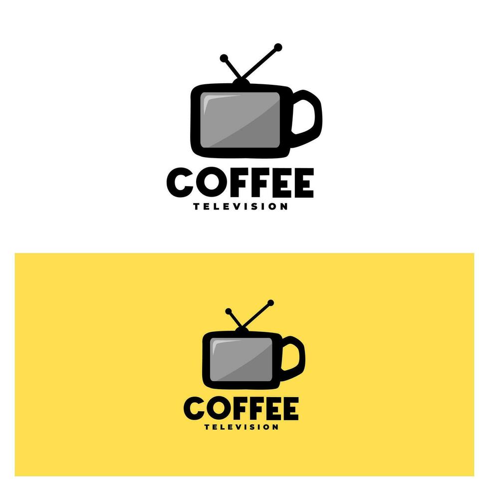 illustration de une café tasse formant une télévision forme. café télévision logo vecteur modèle.